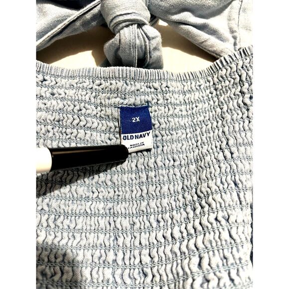 Old Navy denim maxi dress broomstick smoke back light wash blue casual women 2X - Picture 6 of 7